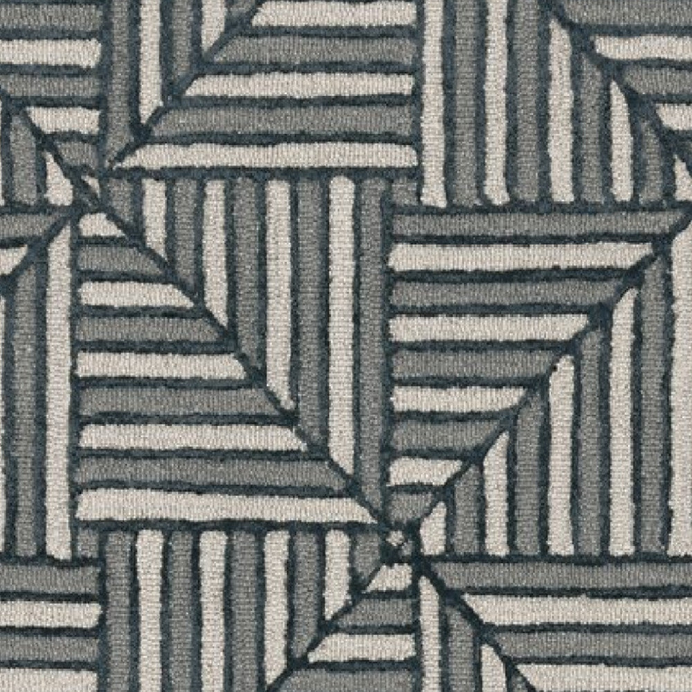 115' Beige and Charcoal Wool Geometric Hand Tufted Area Rug