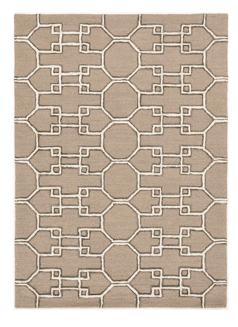 115' Brown and Ivory Wool Trellis Hand Tufted Area Rug