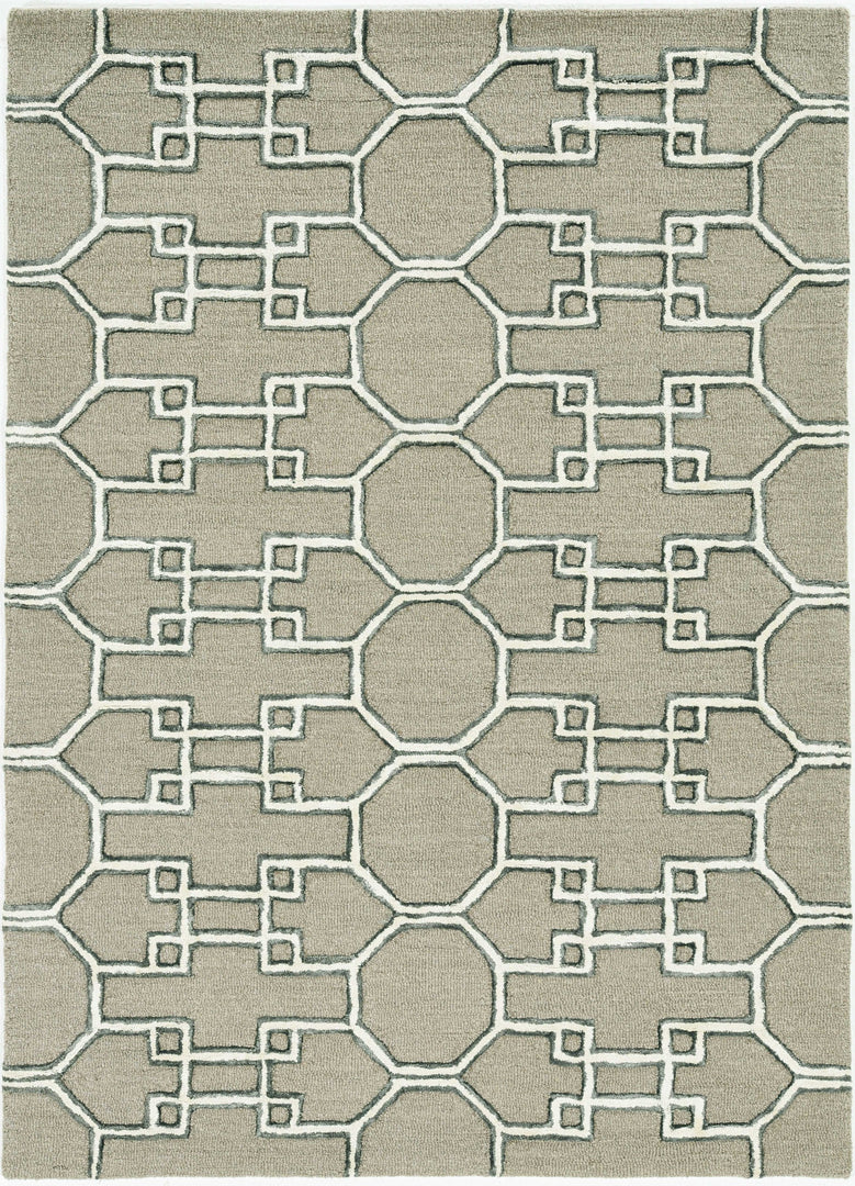 115' Brown and Ivory Wool Trellis Hand Tufted Area Rug