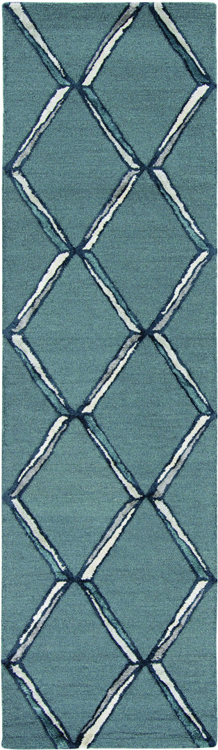 115' Gray Wool Geometric Hand Tufted Area Rug