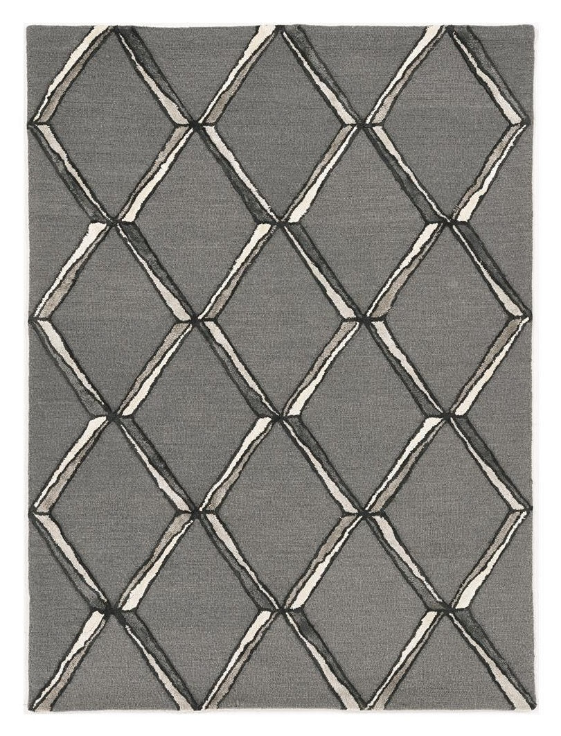 115' Gray Wool Geometric Hand Tufted Area Rug