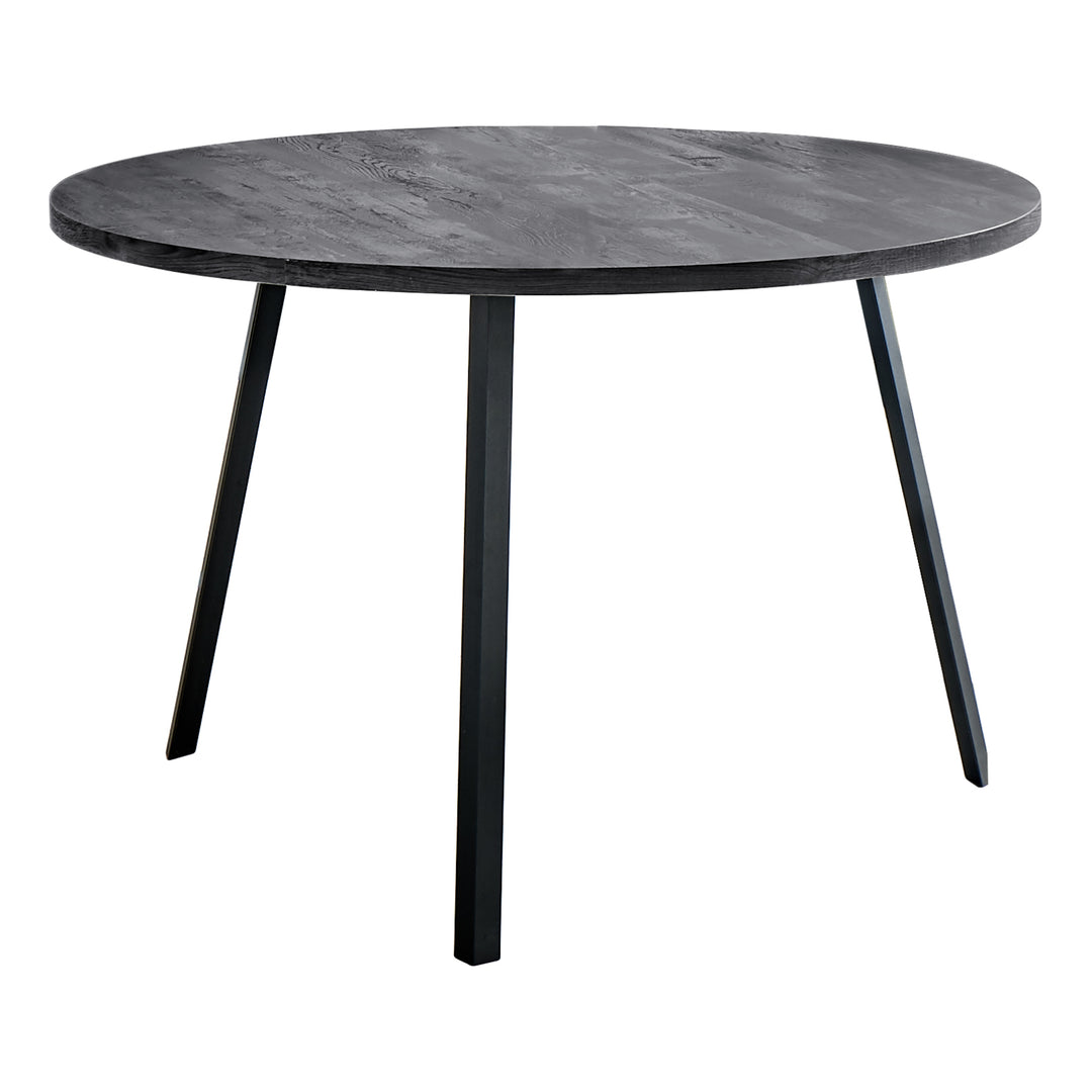 47-Inch Gray and Black Round Dining Table with Three-Leg Metal Base