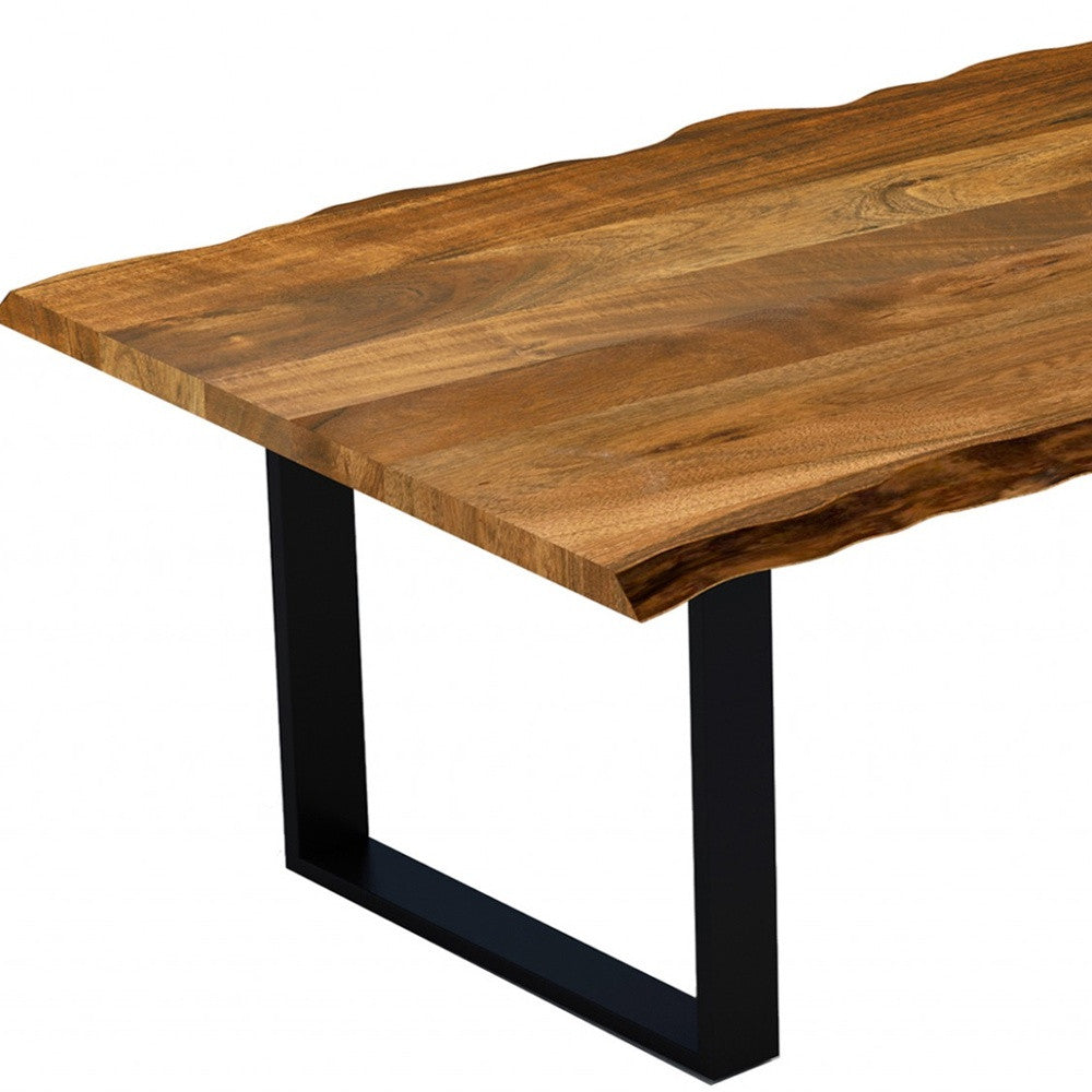 68" Brown and Black Solid Wood Dining Table with Sled Base