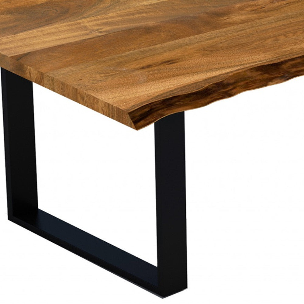 68" Brown and Black Solid Wood Dining Table with Sled Base