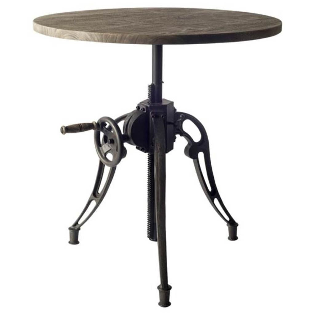 30" Gray and Black Solid Wood and Metal Round Dining Table