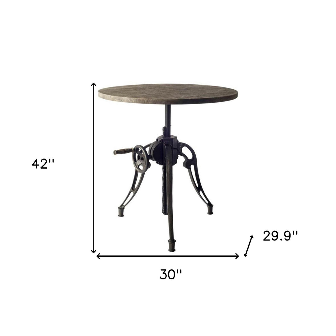 30" Gray and Black Solid Wood and Metal Round Dining Table