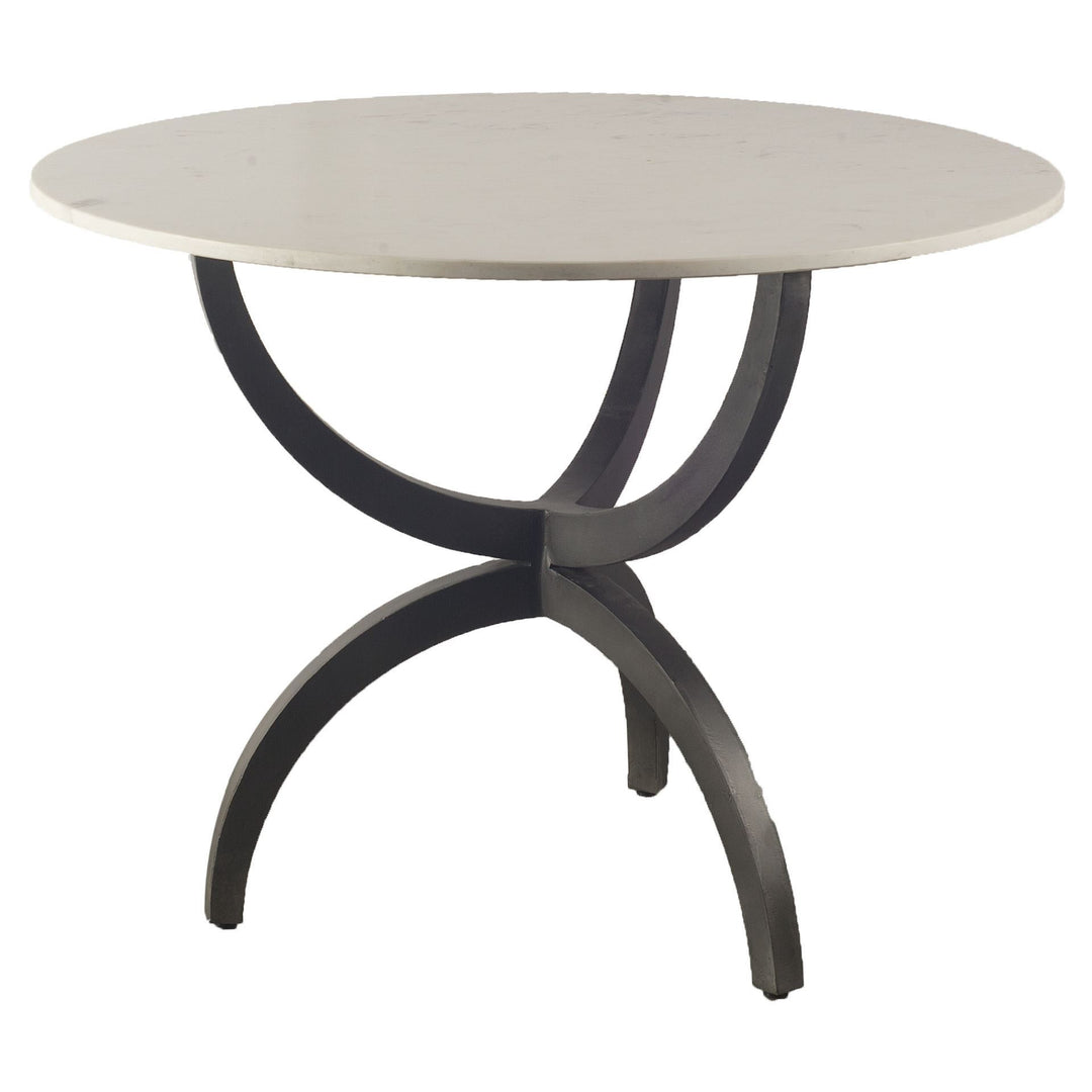 40" Marble and Metal Round Dining Table – Off White and Black