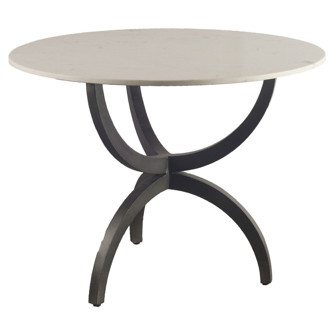 40" Marble and Metal Round Dining Table – Off White and Black