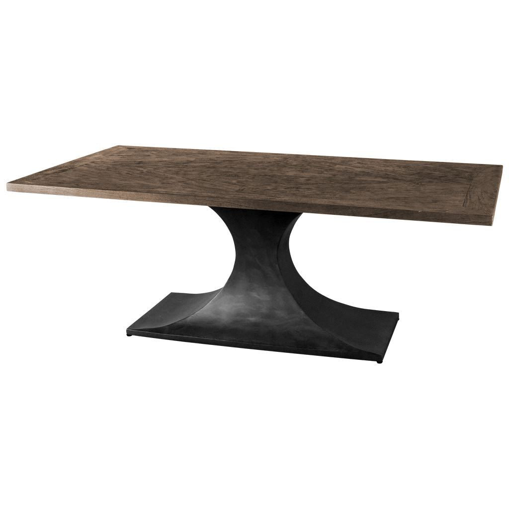 79" Brown and Black Pedestal Dining Table