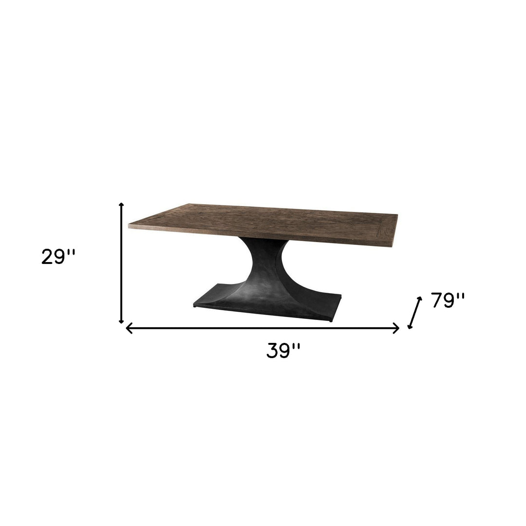 79" Brown and Black Pedestal Dining Table