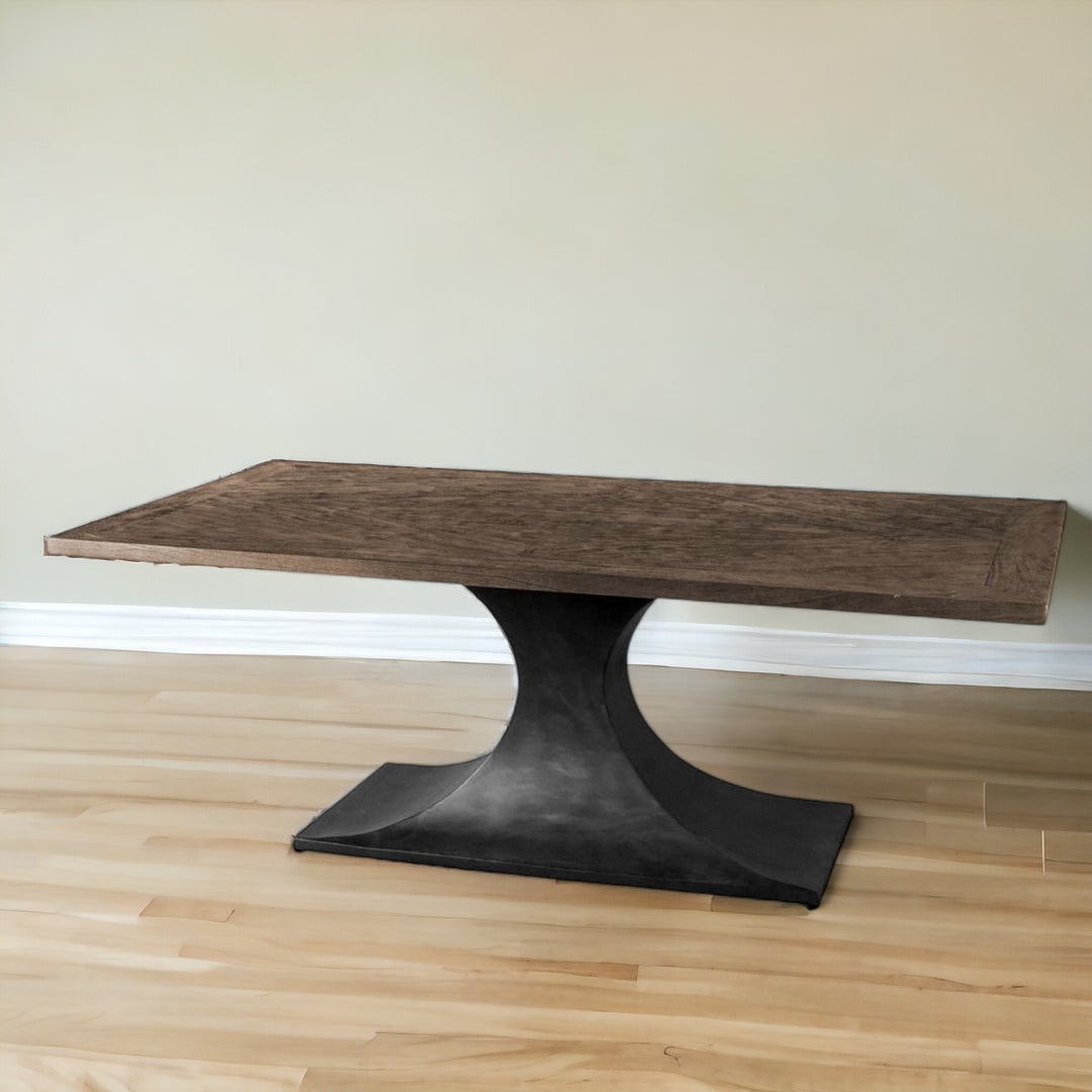 79" Brown and Black Pedestal Dining Table