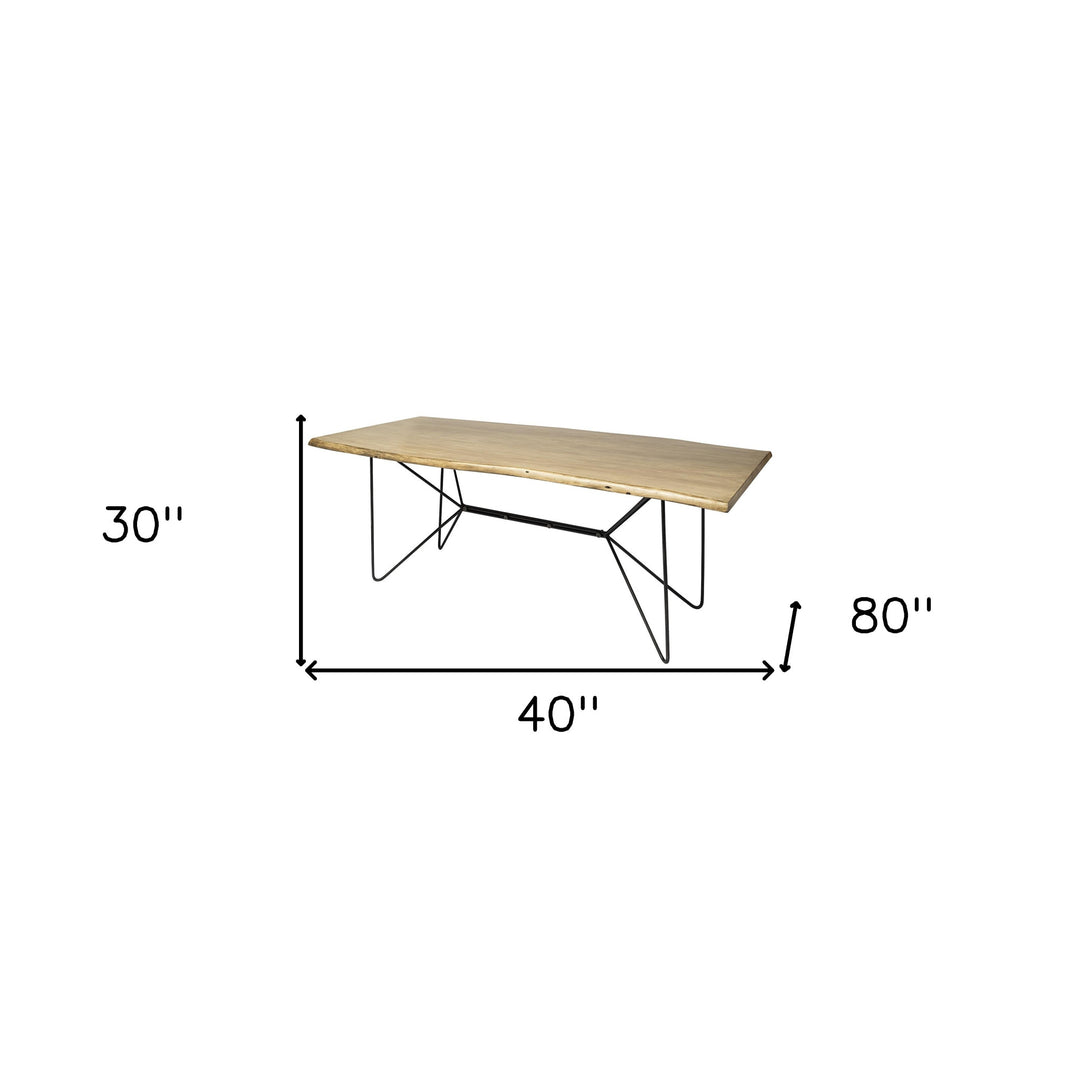 80" Brown and Black Solid Wood and Metal Dining Table