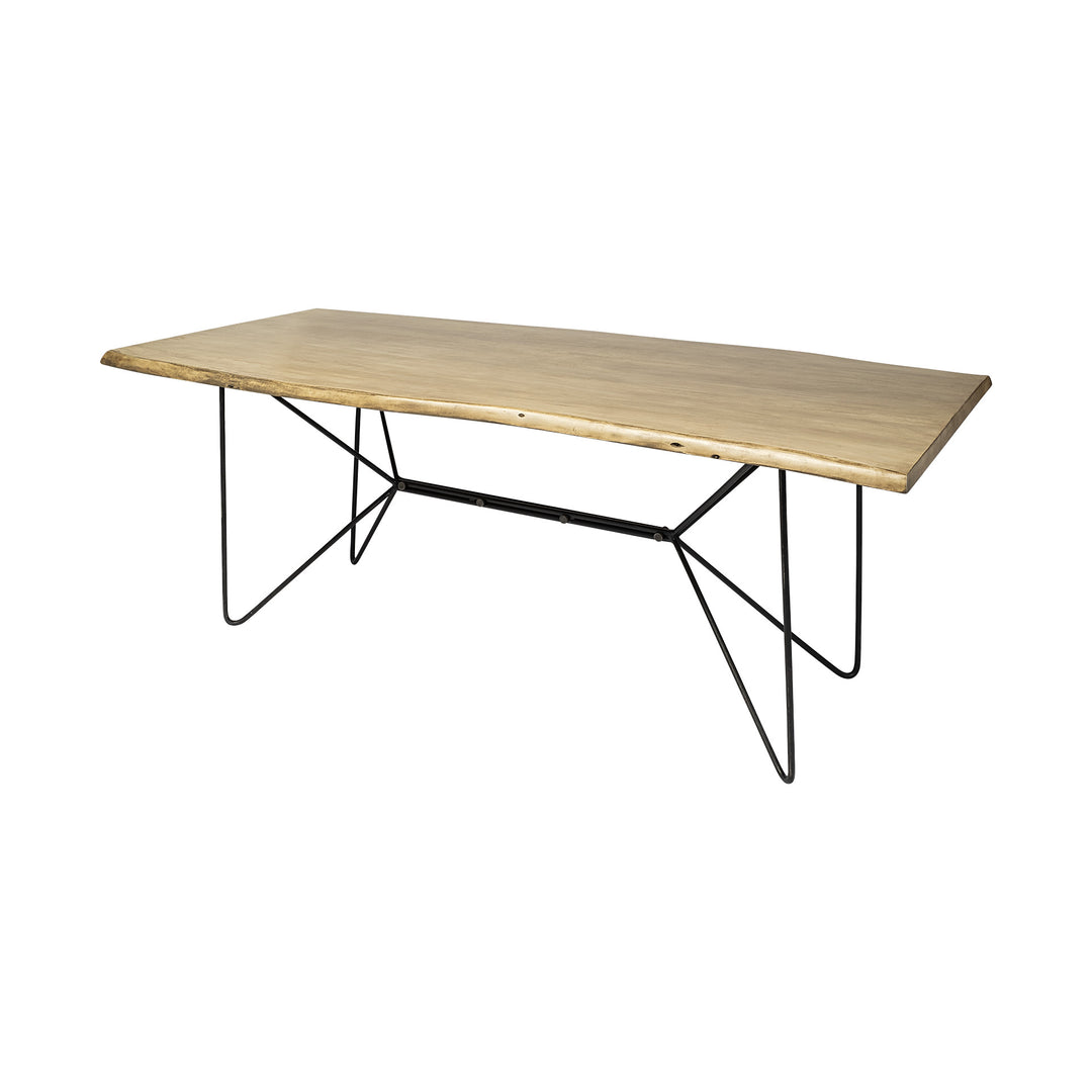 80" Brown and Black Solid Wood and Metal Dining Table