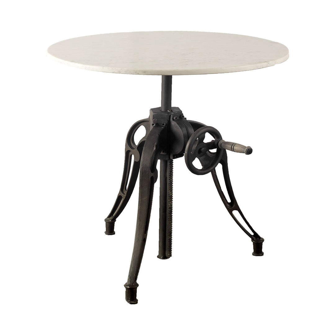 30-Inch White and Black Round Marble Dining Table