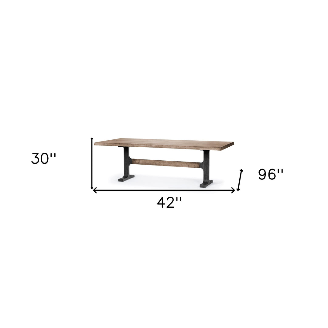 96" Natural and Black Solid Wood Dining Table with Trestle Base