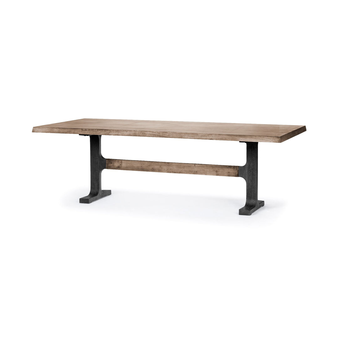 96" Natural and Black Solid Wood Dining Table with Trestle Base