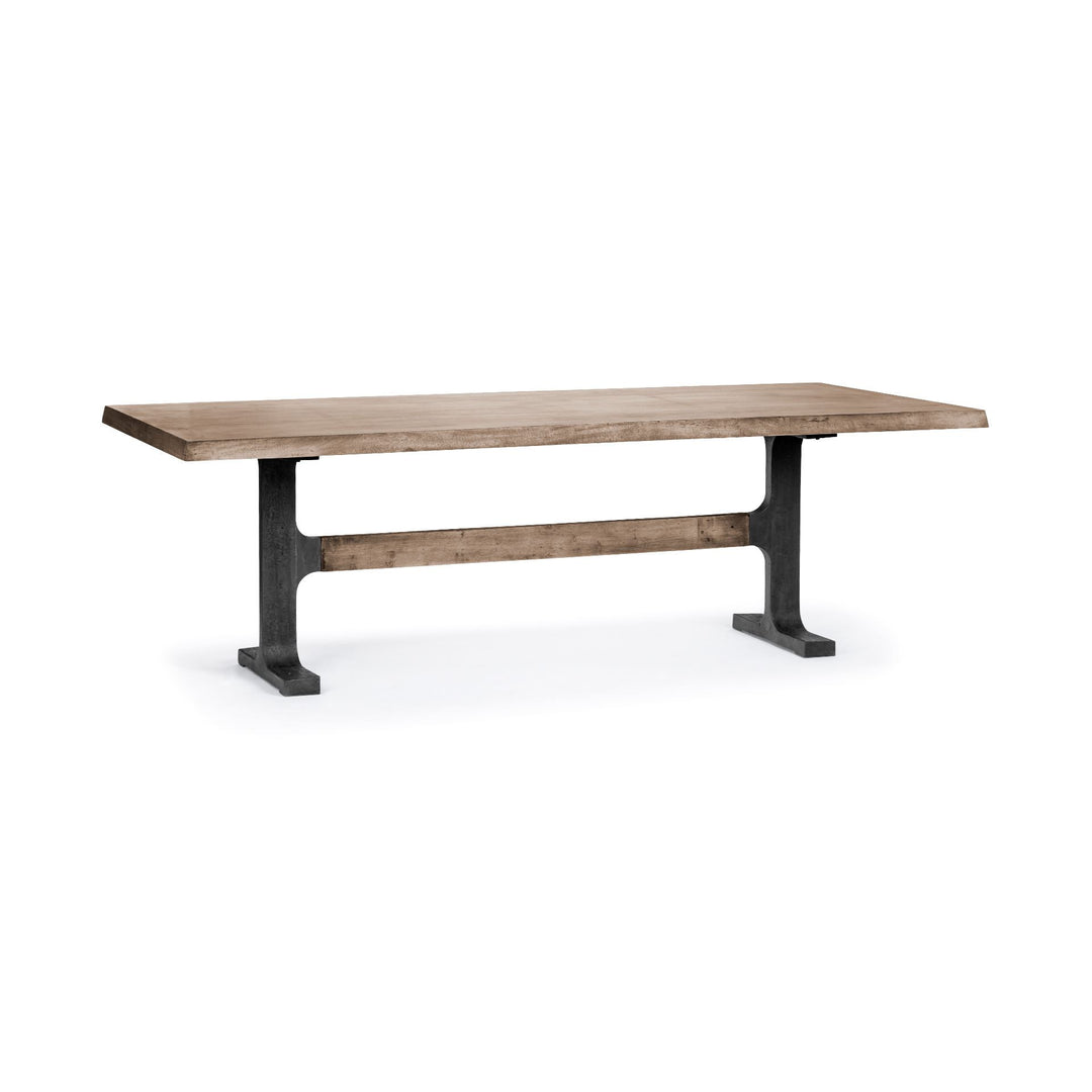 96" Natural and Black Solid Wood Dining Table with Trestle Base