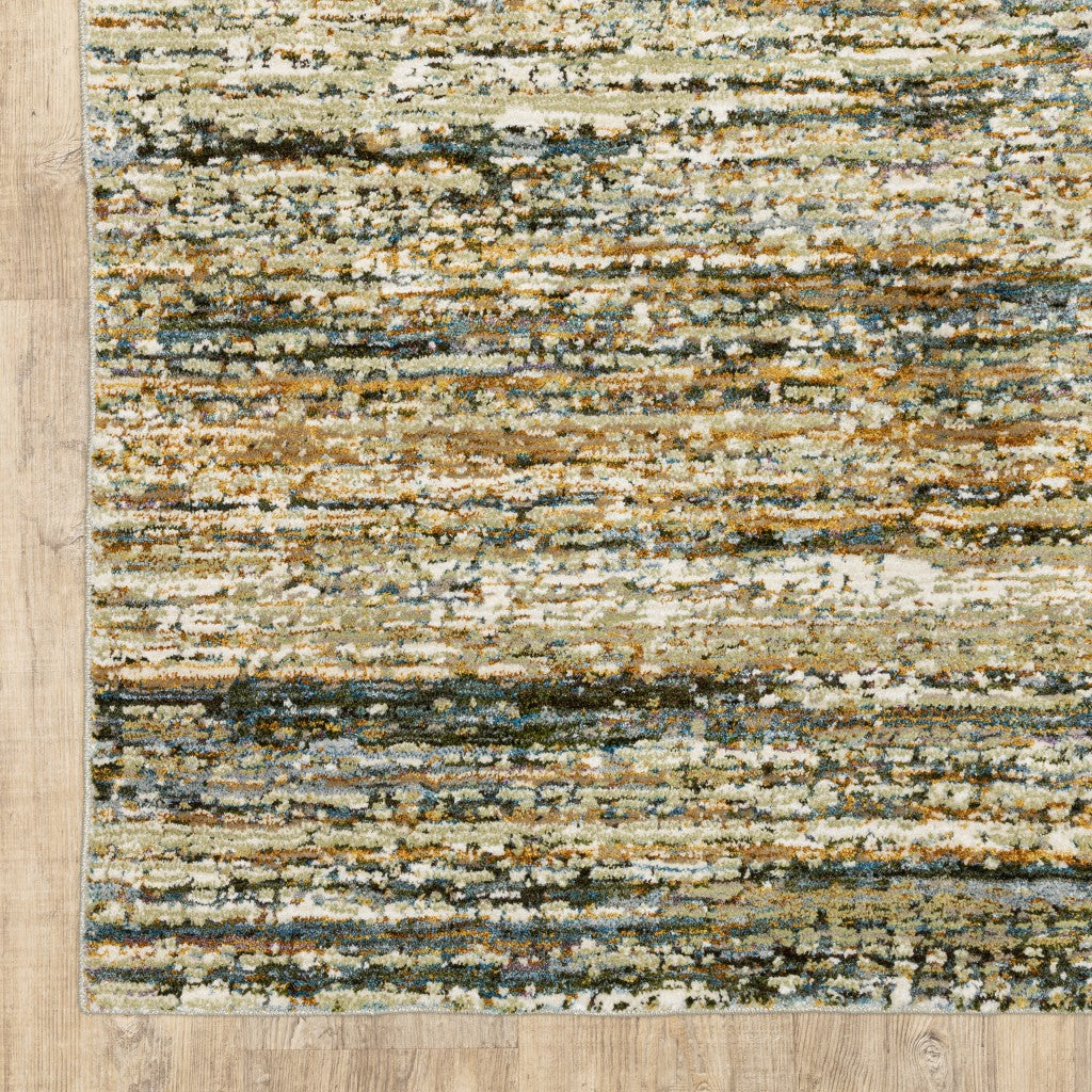 10' X 14' Gold And Green Abstract Area Rug