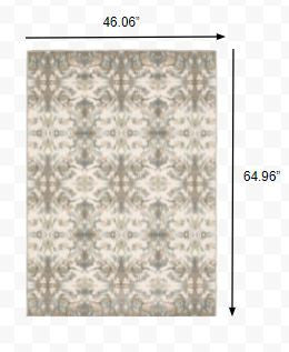 7' Ivory Gray Abstract Ikat Indoor Runner Rug