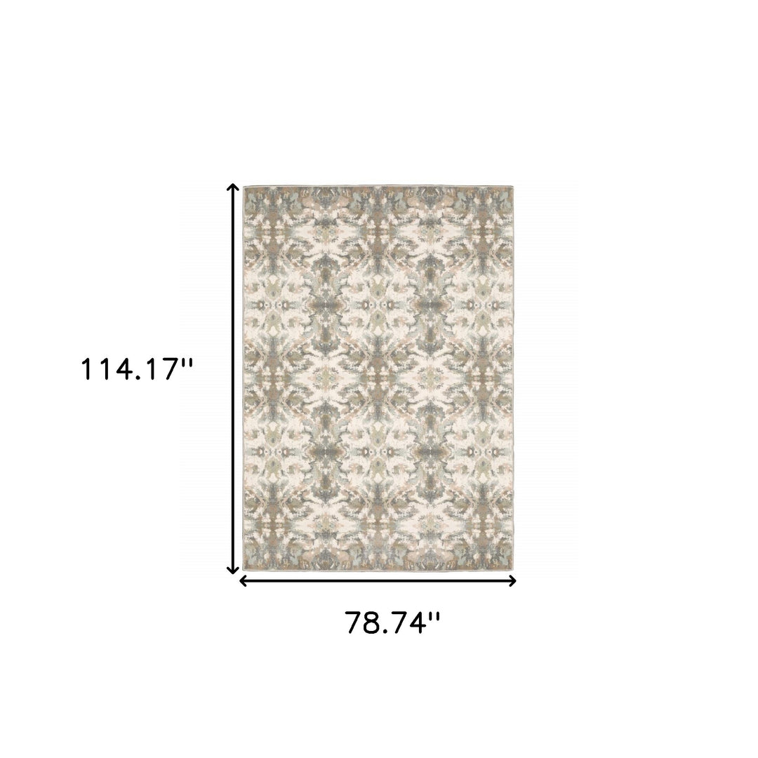 7' Ivory Gray Abstract Ikat Indoor Runner Rug