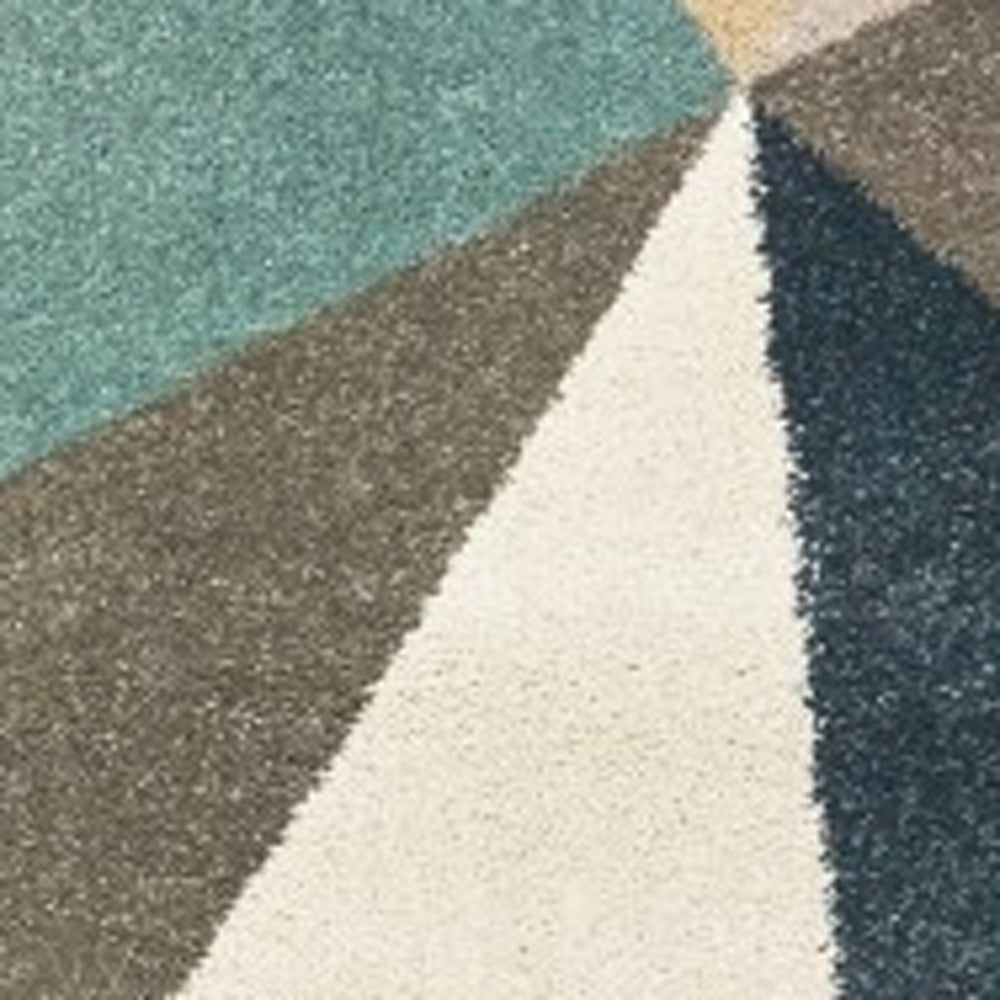 2' X 3' Blue Green Beige Retro Wedge Indoor Area Rug