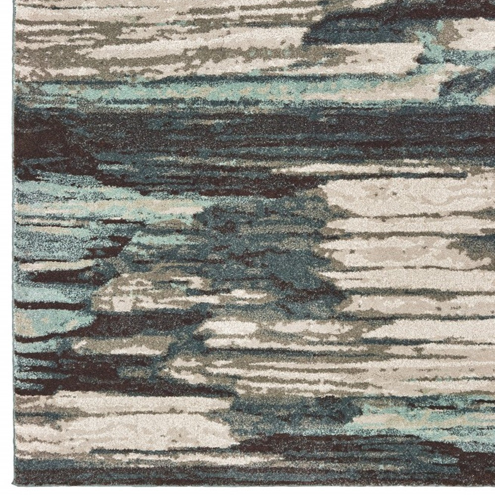 2' X 3' Ivory Blue Gray Abstract Layers Indoor Accent Rug