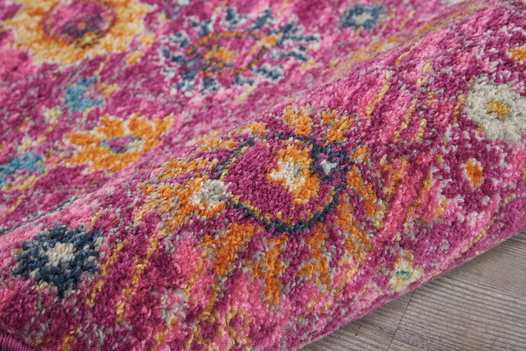 6' Fuchsia Floral Power Loom Runner Rug