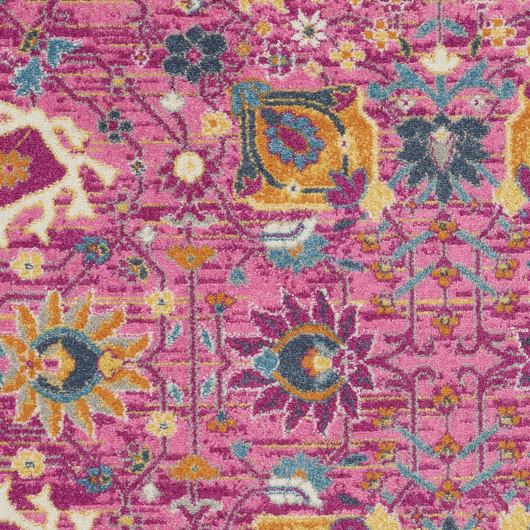 6' Fuchsia Floral Power Loom Runner Rug