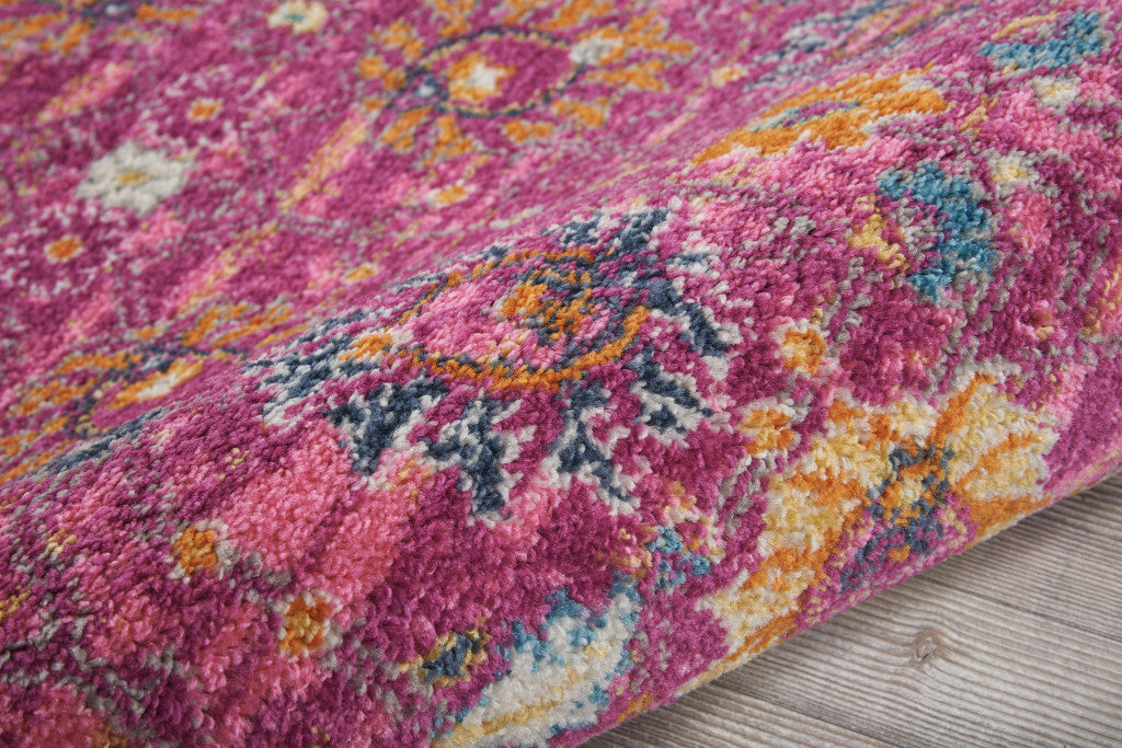 6' Fuchsia Floral Power Loom Runner Rug