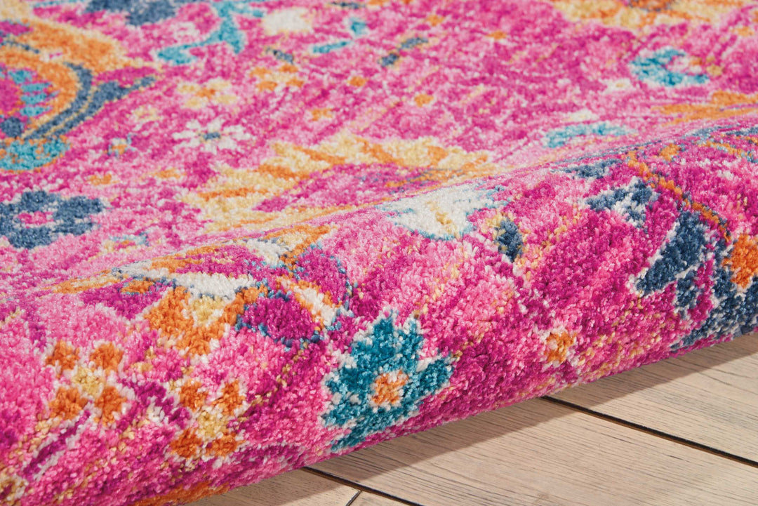 6' Fuchsia Floral Power Loom Runner Rug