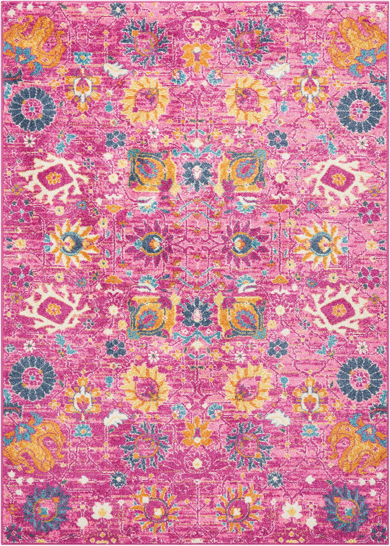 6' Fuchsia Floral Power Loom Runner Rug