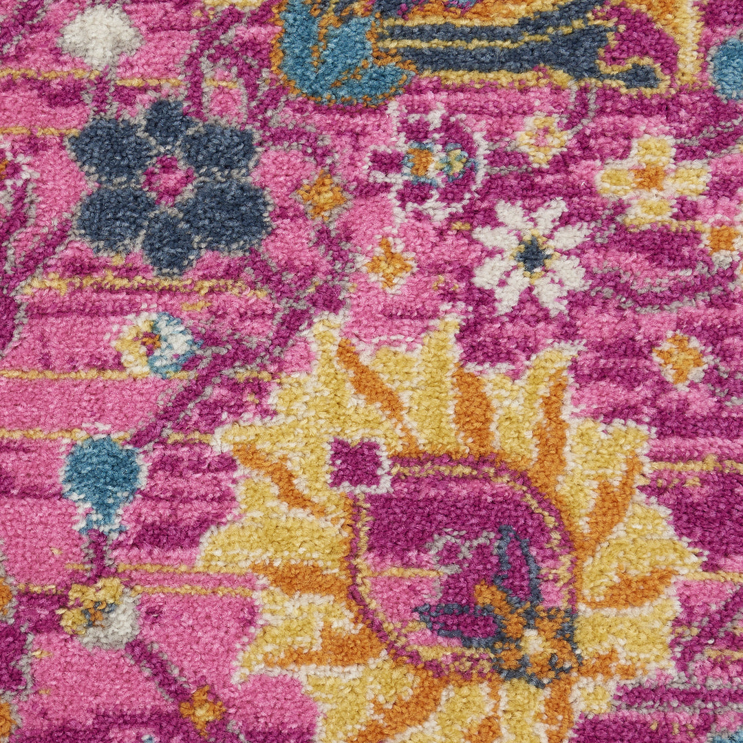 6' Fuchsia Floral Power Loom Runner Rug