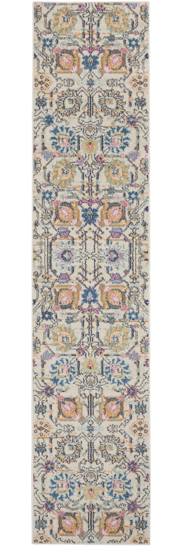 2' X 3' Orange And Ivory Floral Power Loom Area Rug