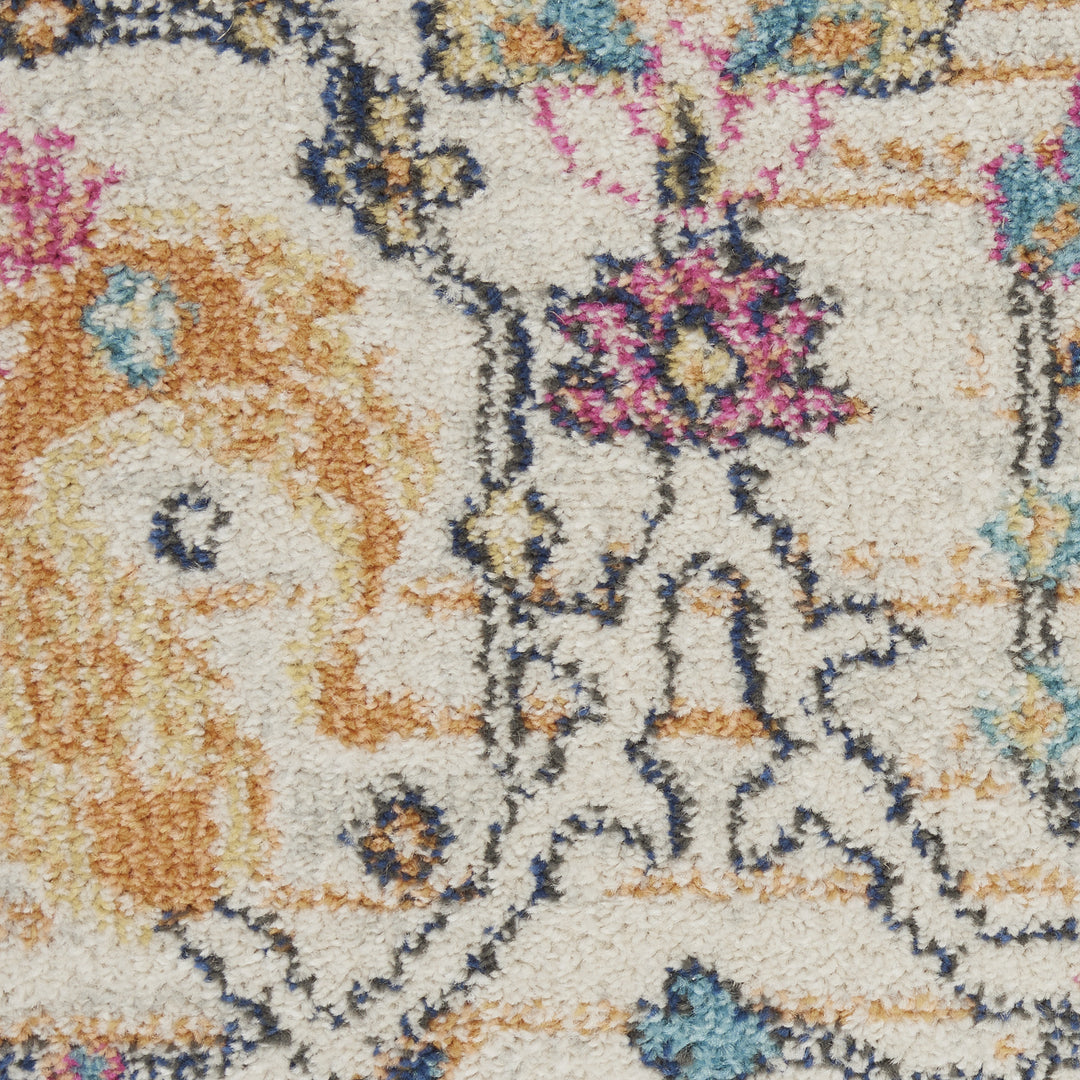 2' X 3' Orange And Ivory Floral Power Loom Area Rug