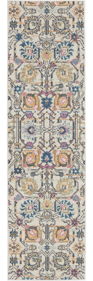 2' X 3' Orange And Ivory Floral Power Loom Area Rug