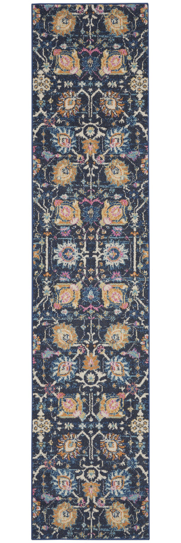 2' X 3' Navy Blue Floral Power Loom Area Rug