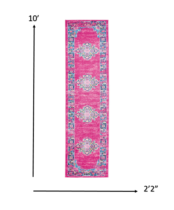 10' Fuchsia Power Loom Runner Rug