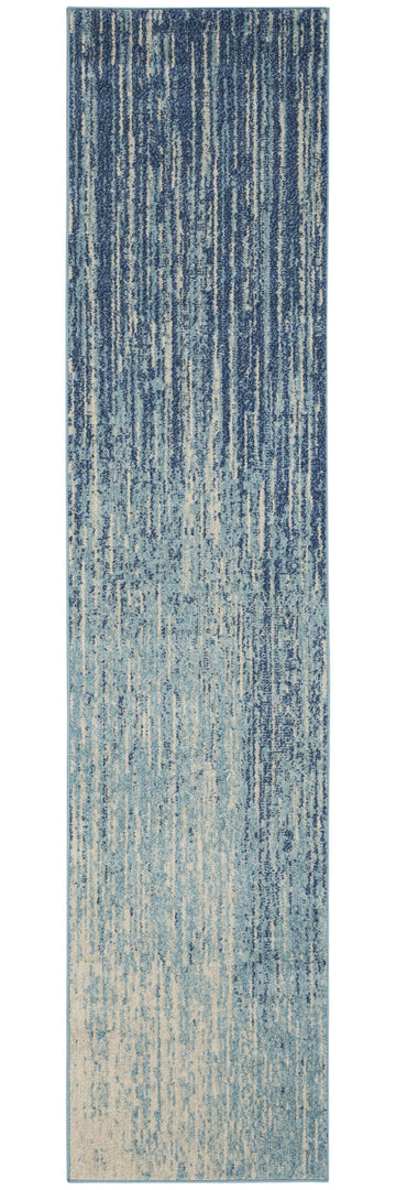 2' X 3' Blue and Ivory Abstract Power Loom Area Rug