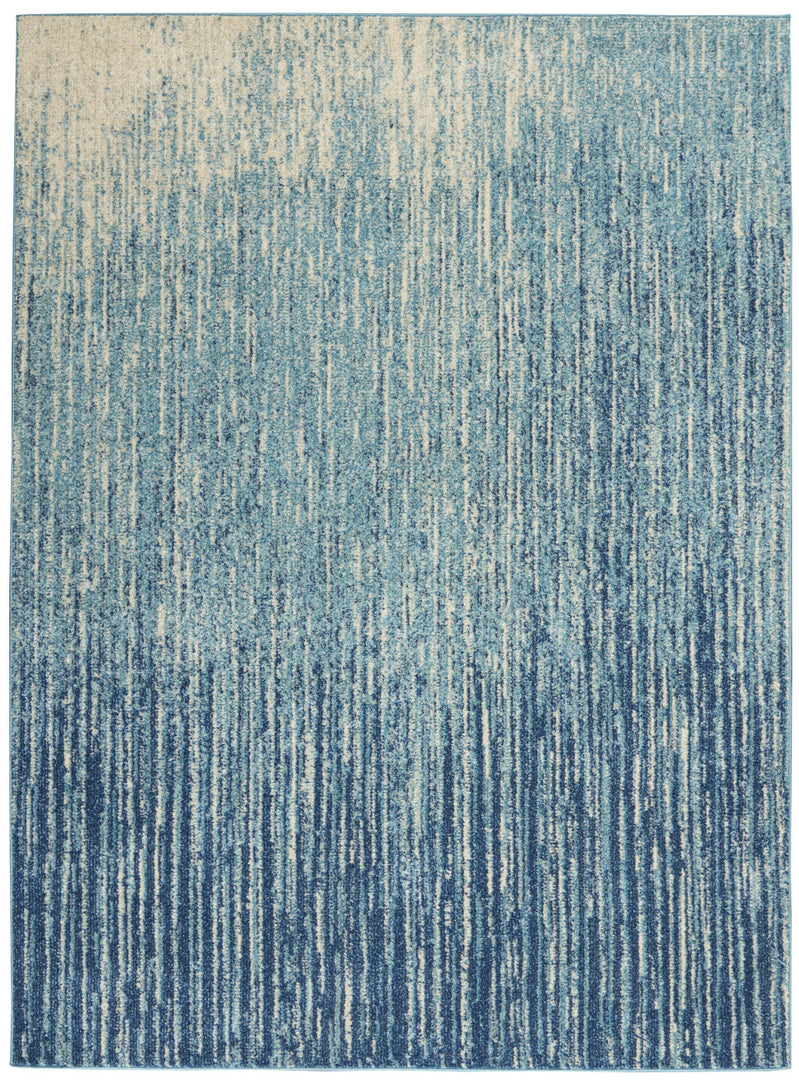 2' X 3' Blue and Ivory Abstract Power Loom Area Rug