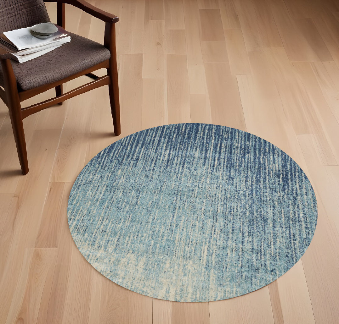 2' X 3' Blue and Ivory Abstract Power Loom Area Rug