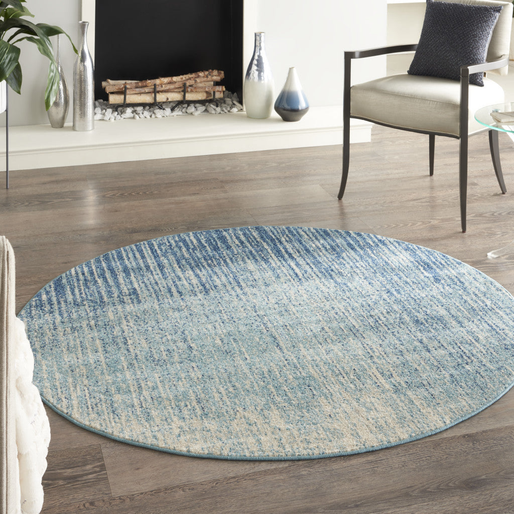 2' X 3' Blue and Ivory Abstract Power Loom Area Rug