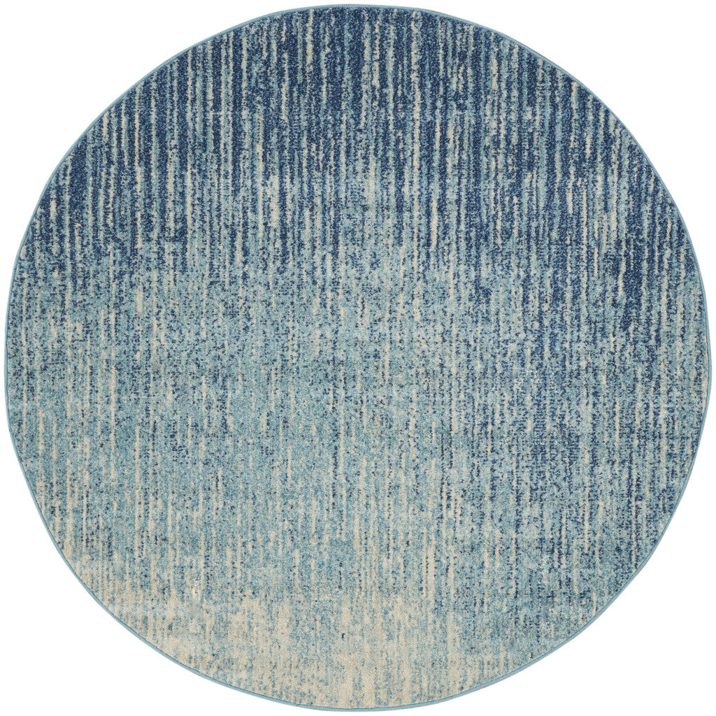 2' X 3' Blue and Ivory Abstract Power Loom Area Rug