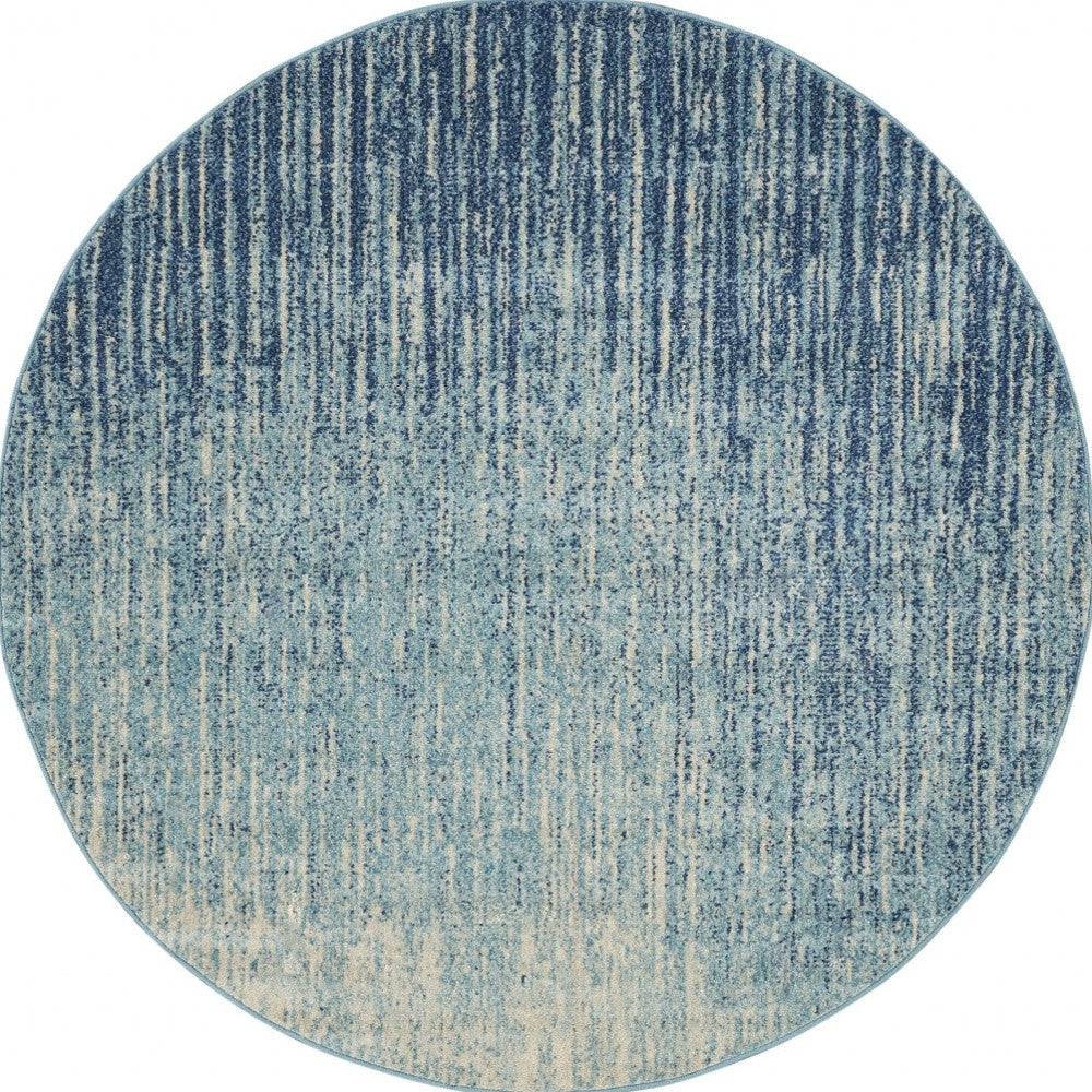 2' X 3' Blue and Ivory Abstract Power Loom Area Rug