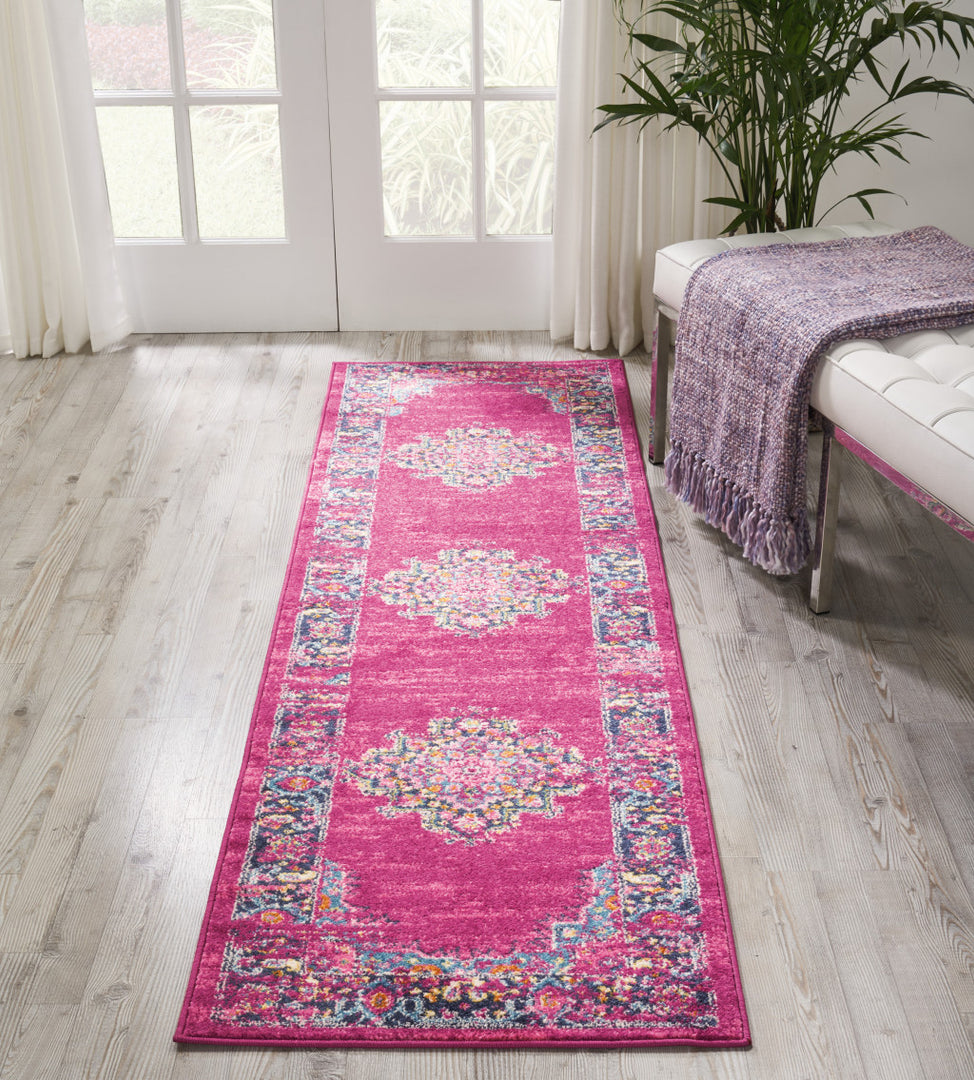 10' Fuchsia Power Loom Runner Rug