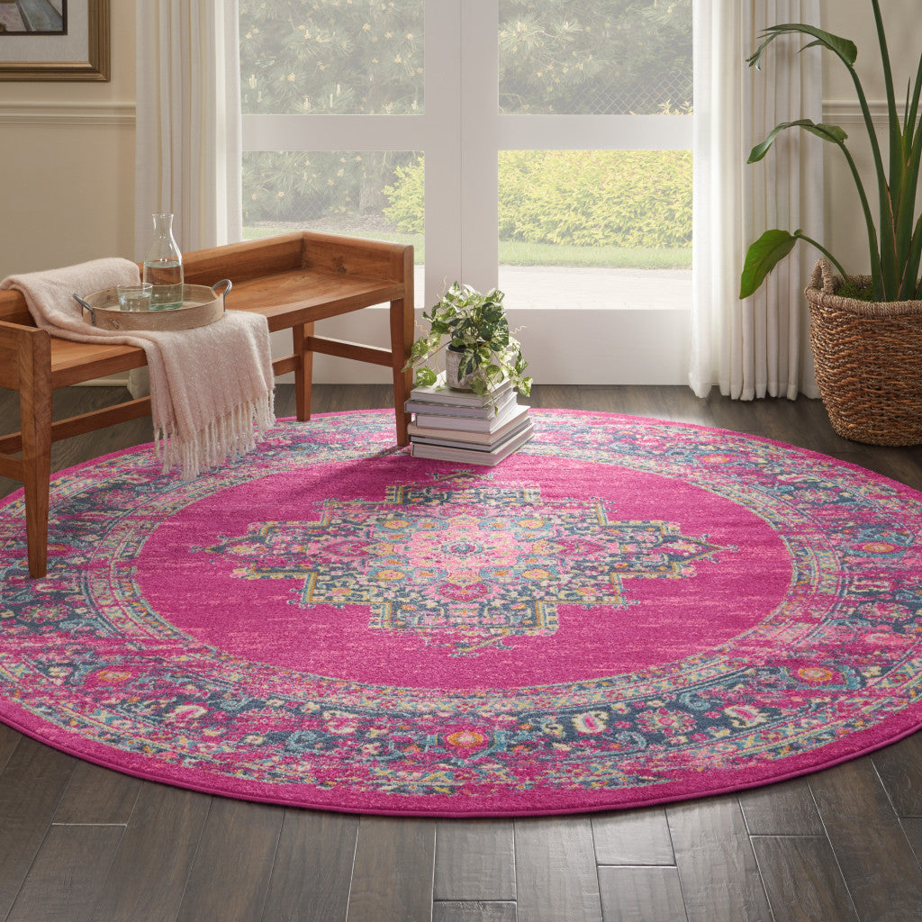 10' Fuchsia Power Loom Runner Rug