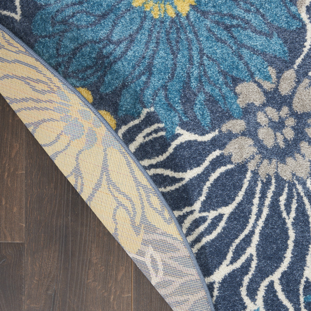 10' Blue Floral Power Loom Runner Rug