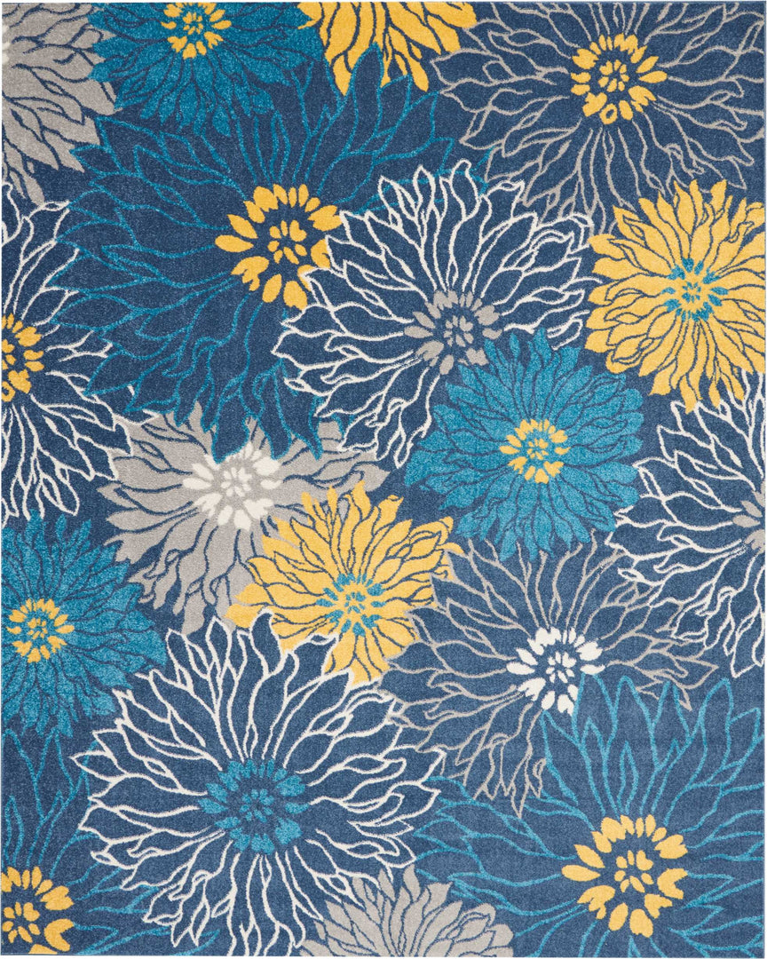 10' Blue Floral Power Loom Runner Rug