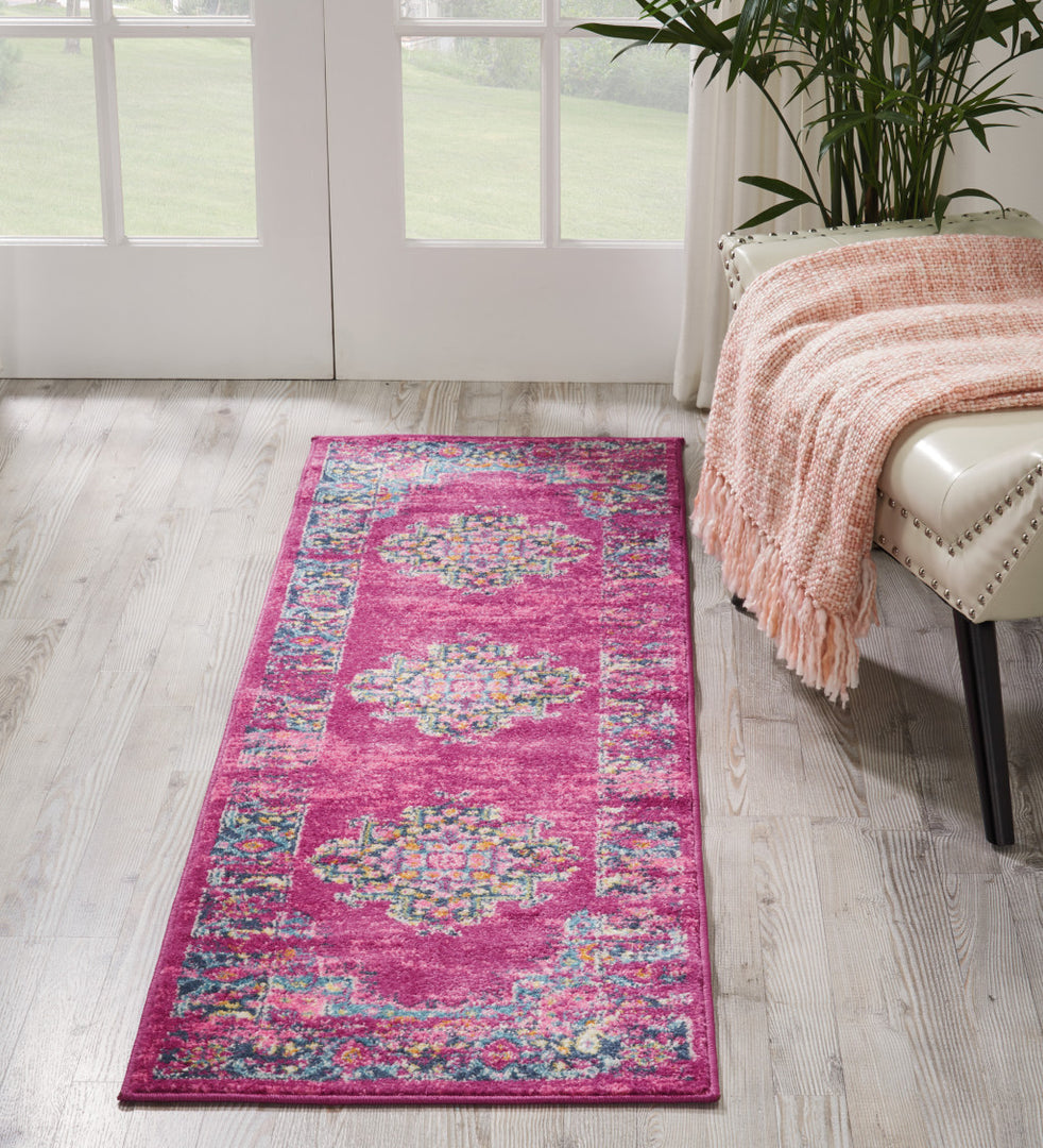 10' Fuchsia Power Loom Runner Rug