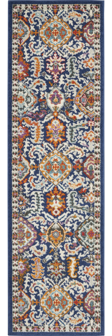 2' X 3' Blue And Ivory Power Loom Area Rug