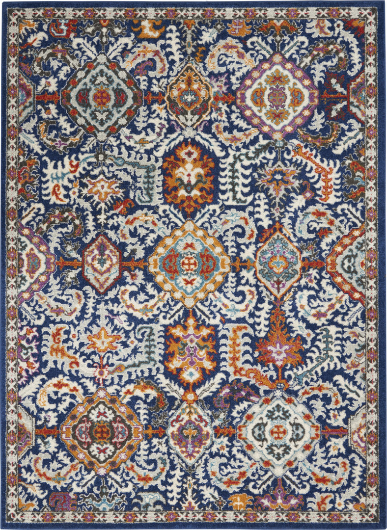 2' X 3' Blue And Ivory Power Loom Area Rug